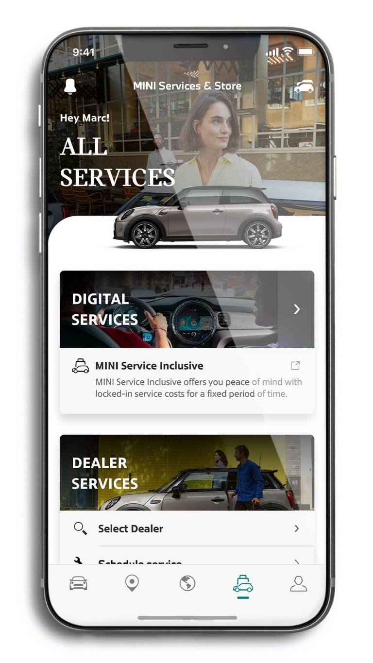MINI Connected – MINI Appen – hantera alla tjänster