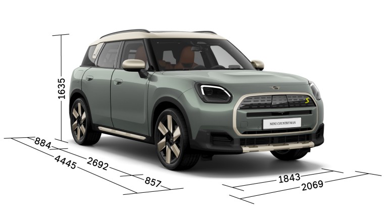 Helt elektriska MINI Countryman - tre fjärdedelar - mått