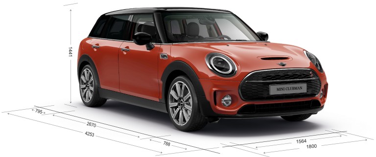 MINI Clubman – mått – sedd snett framifrån